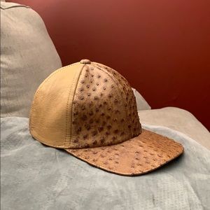 Ostrich and leather Hat